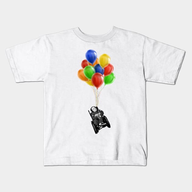 Eric the Actor Flying with Balloons Kids T-Shirt by Howchie